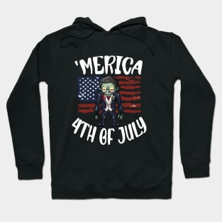 Scary Halloween Zombie Independence Day Celebration 4th Usa American Flag July Fourth Hoodie